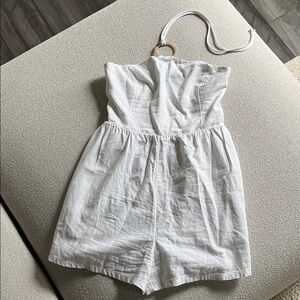 White Strapless Romper with Ring Detail